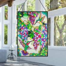 Load image into Gallery viewer, Unique 10" W x 15" H Hummingbird Stained Glass with Hanging Chain - Ideal Gift