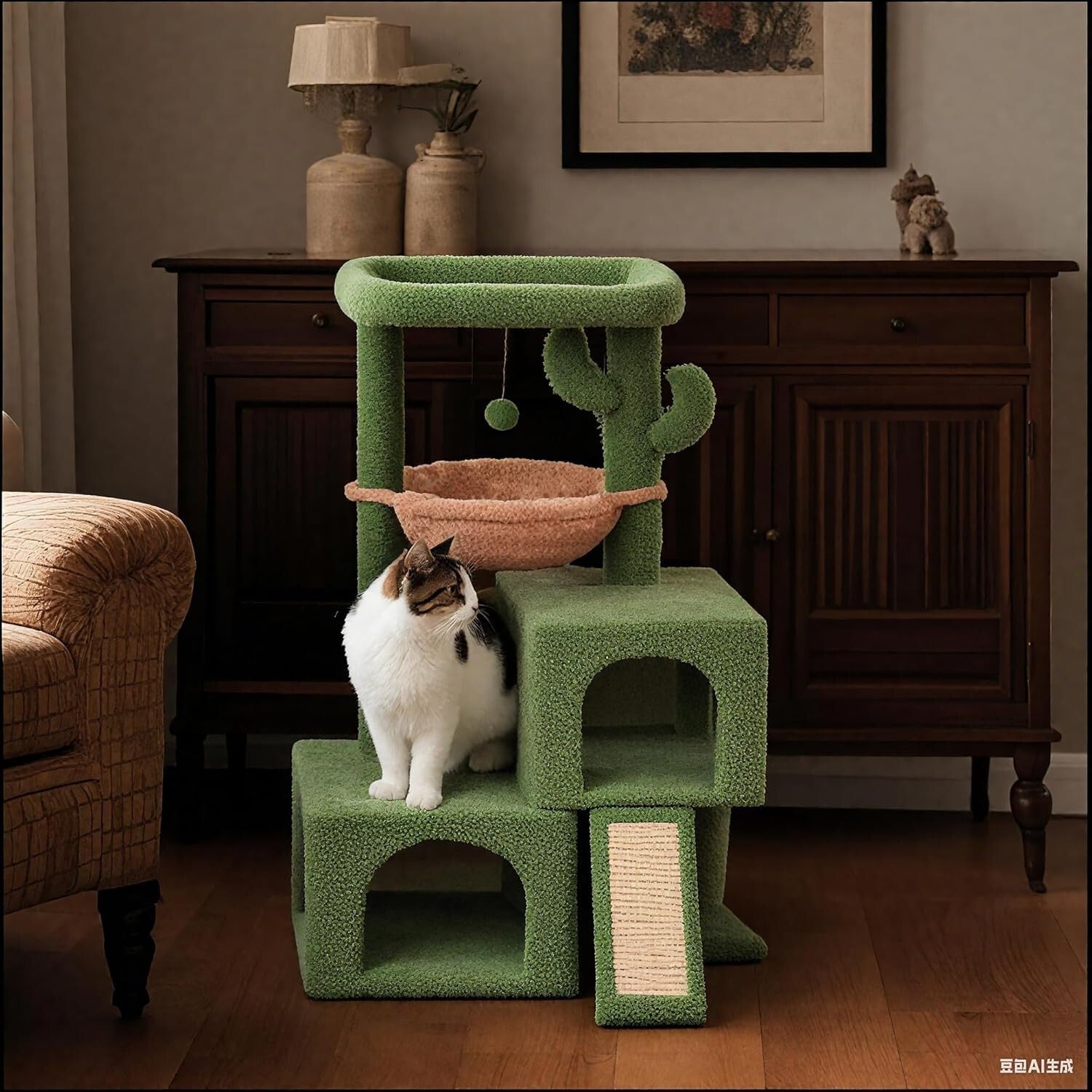 Stylish 37.4" Multi-Level Activity Center with Cozy Cat Condos for Indoor Cats