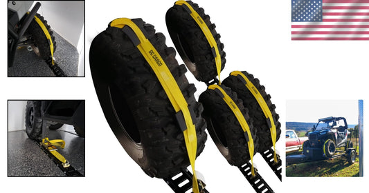 11' x 2" E-Track Car Straps - Secure 4-Pack with Rubber Blocks & Ratchets