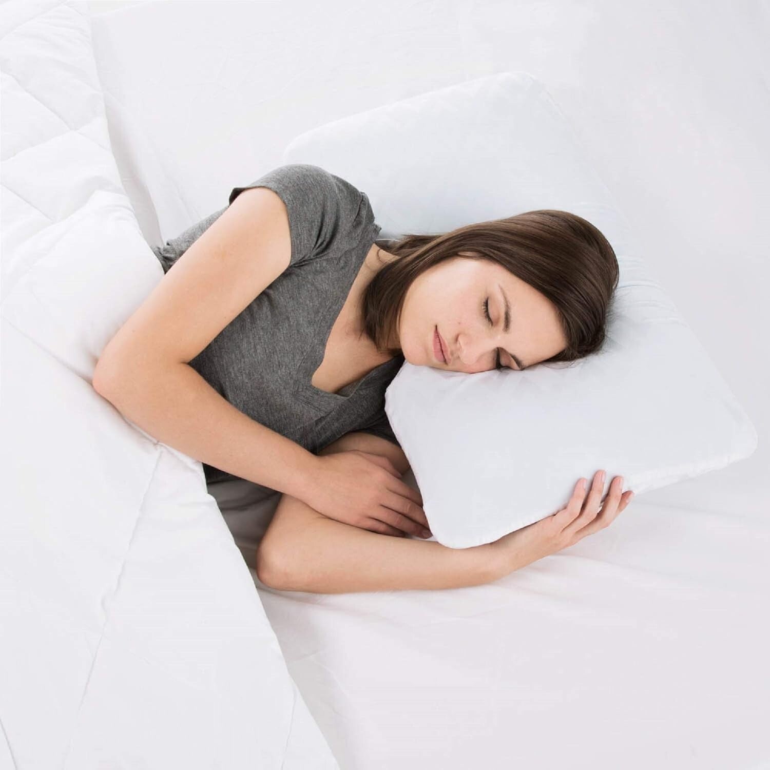 Premium Gel Memory Foam Side Sleeper Pillow with Shoulder Cutout - Queen Size
