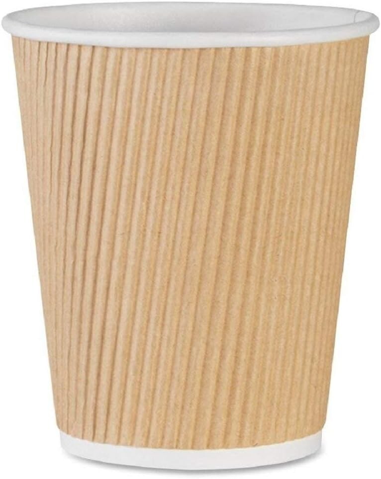 Three-Layer 10 Oz Brown Disposable Cups - Perfect for Coffee & Iced Drinks