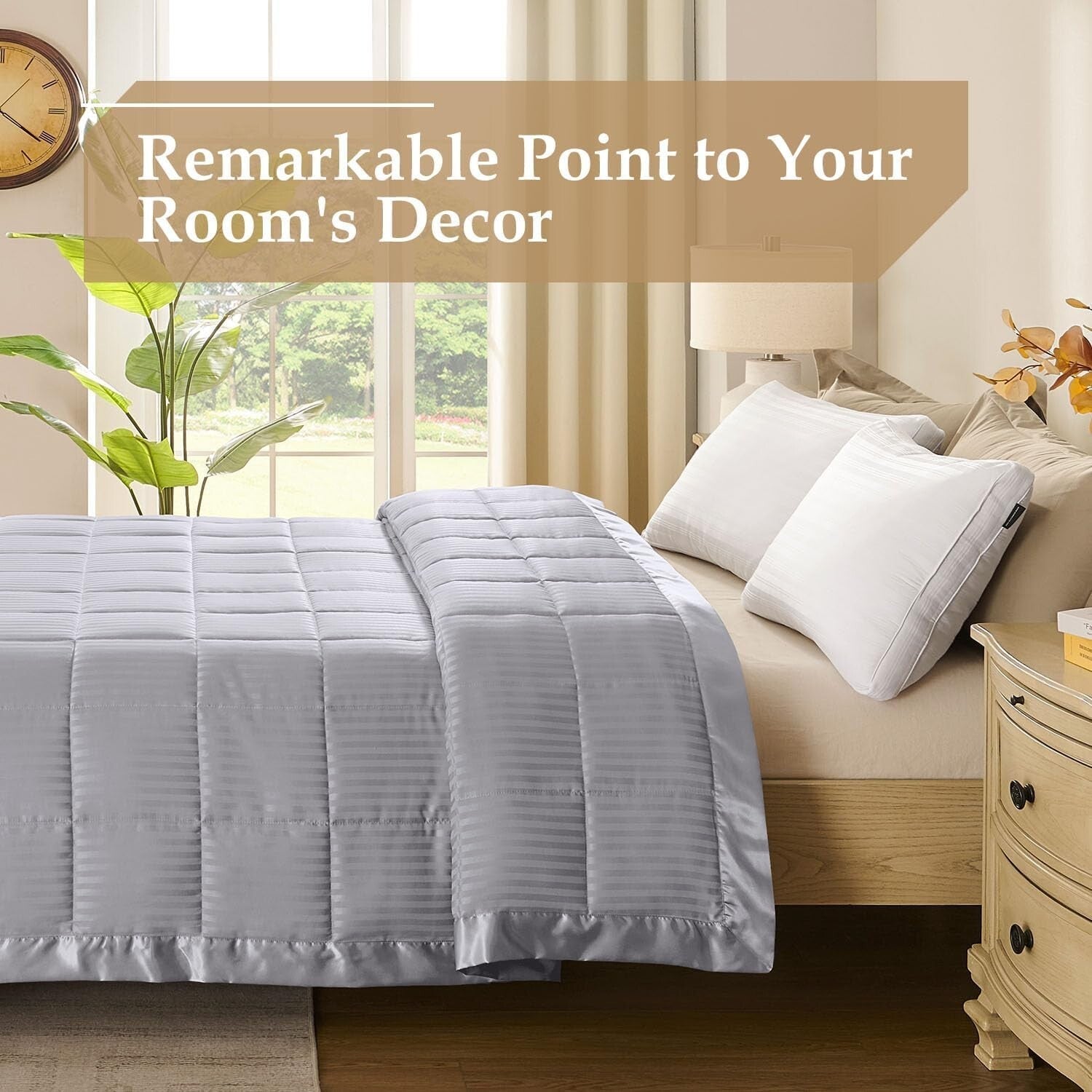 Elegant King Size Blanket with Satin Trim - Lightweight & All-Season Comfort