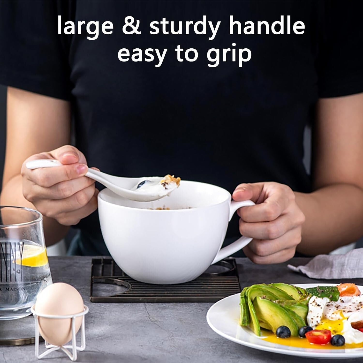 Versatile 4-Piece Bone China Cereal Mug Set - Ideal for Coffee & Snacks