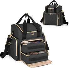 Load image into Gallery viewer, Black Travel Cosmetic Bag with Protective Padding and Multiple Storage Features