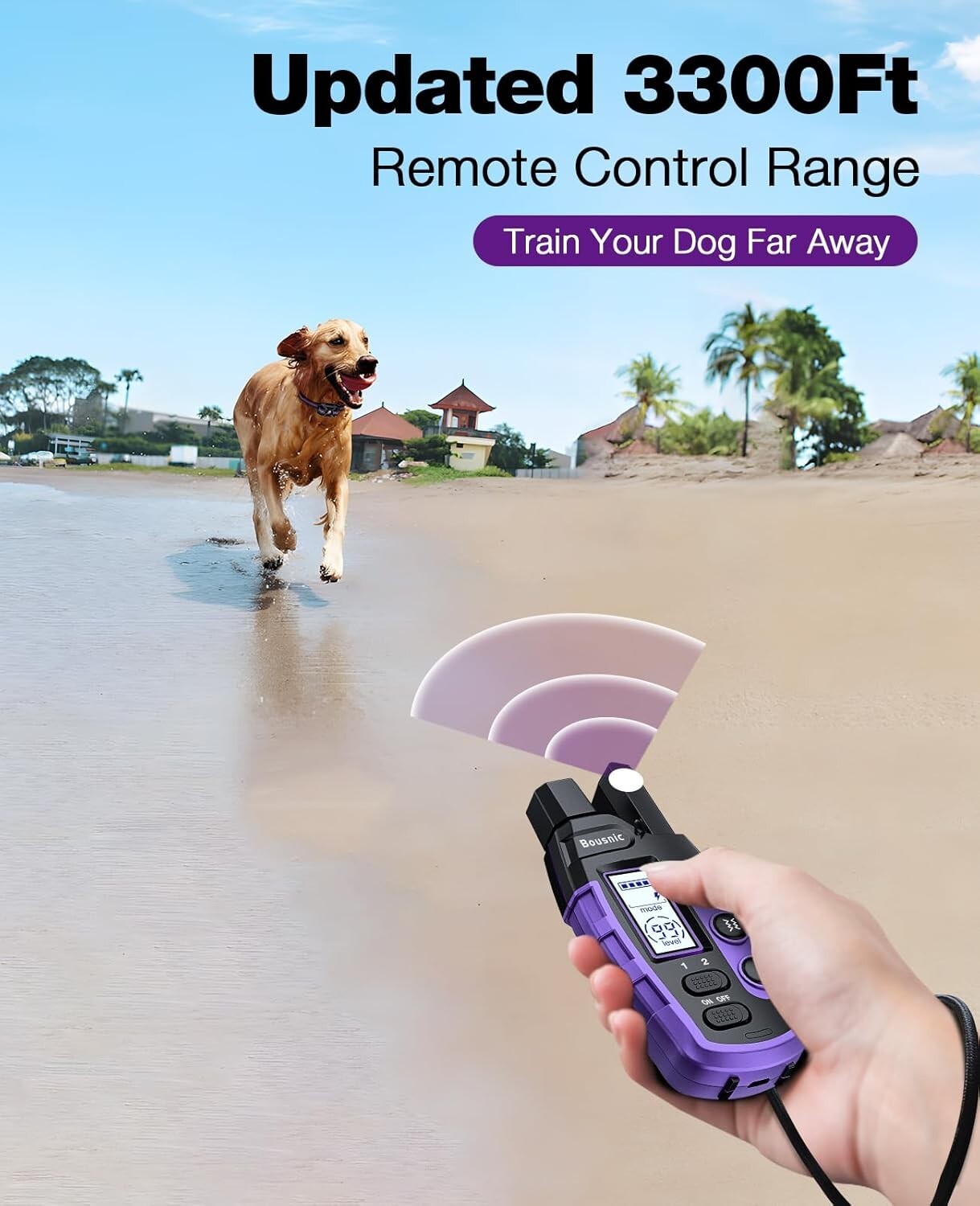 3300Ft Dog Shock Collar - Rechargeable Waterproof Training Collar for All Breeds