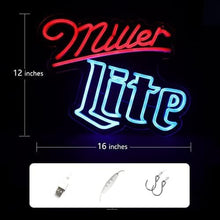 Load image into Gallery viewer, Handmade Miller Lite Neon Sign - Dimmable Wall Decor for Home Bars and Pubs