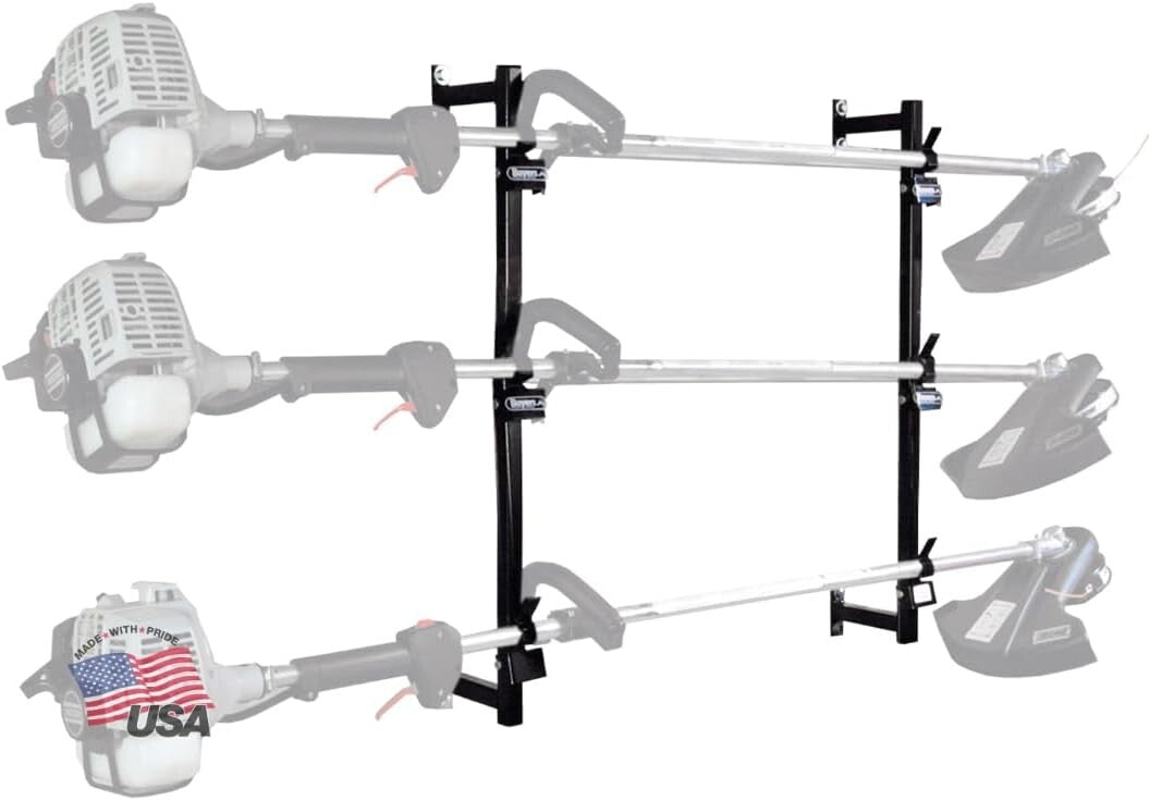 Portable 3-Position Trimmer Rack - Durable Carbon Steel Tool Holder for Trailers