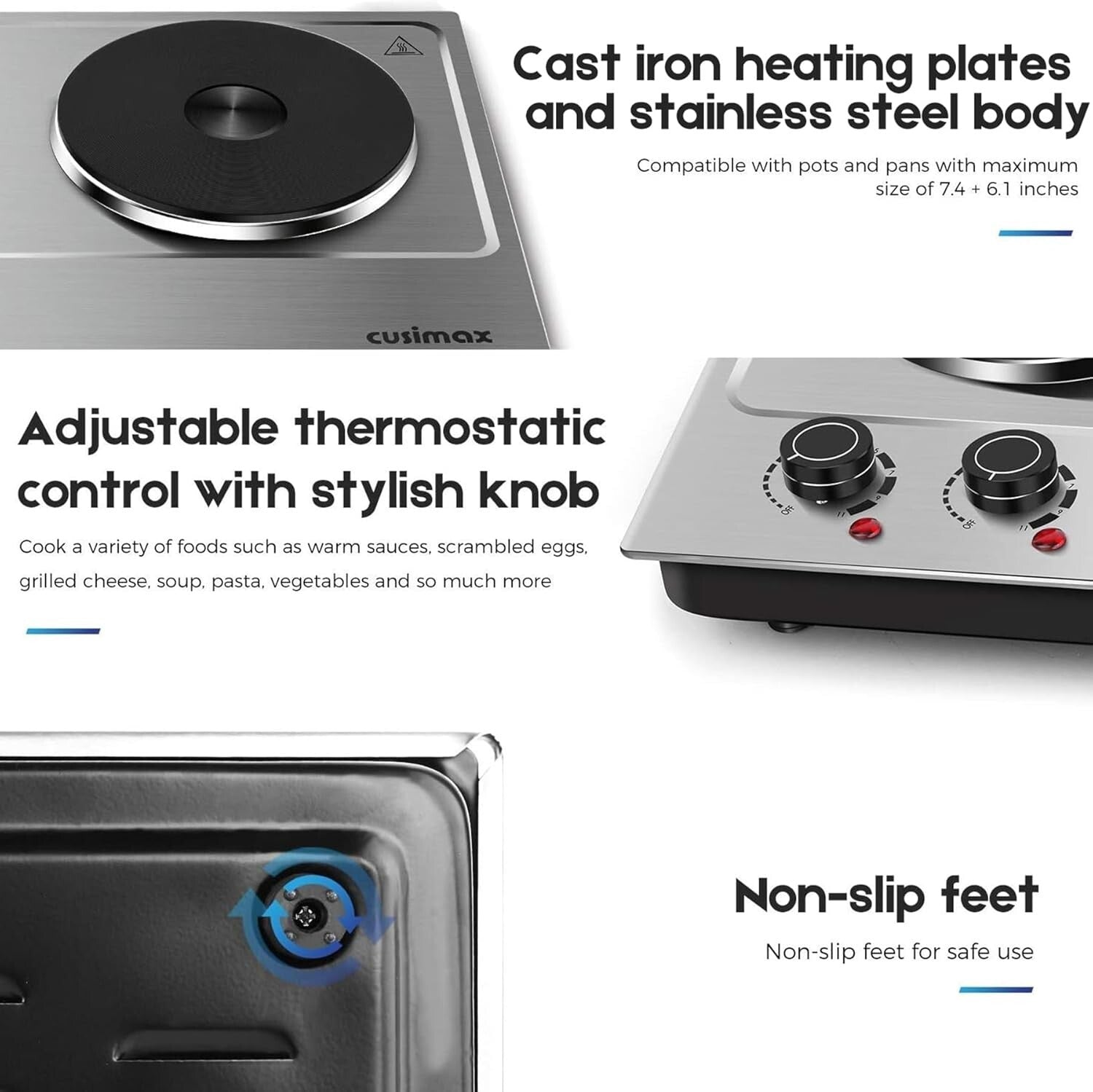 Double Electric Burner with Stainless Steel Finish – Ideal for Indoor Cooking