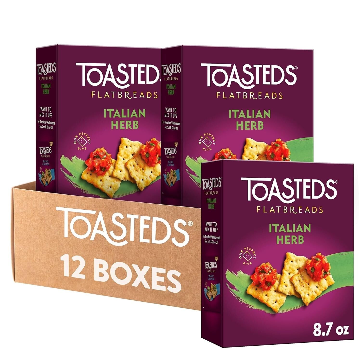 Versatile Italian Herb Flatbreads - Ideal for Dips, Cheese & More - 12 Pack