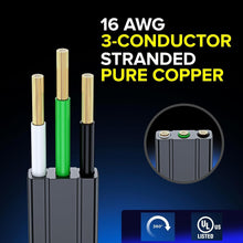 Load image into Gallery viewer, Premium 50 Ft Extension Cord with 360° Rotating Flat Plug - 3 Female Outlets