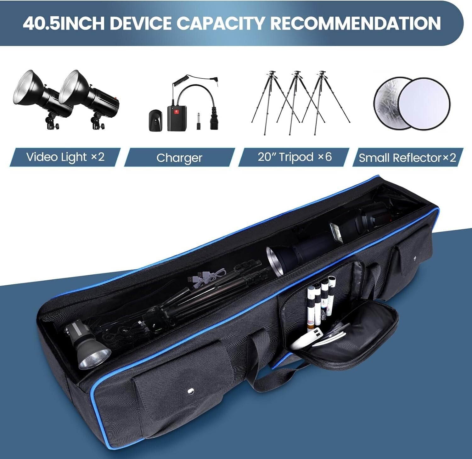 40.5" Tripod Carrying Case - Waterproof Light Stand Bag with Protective Pads