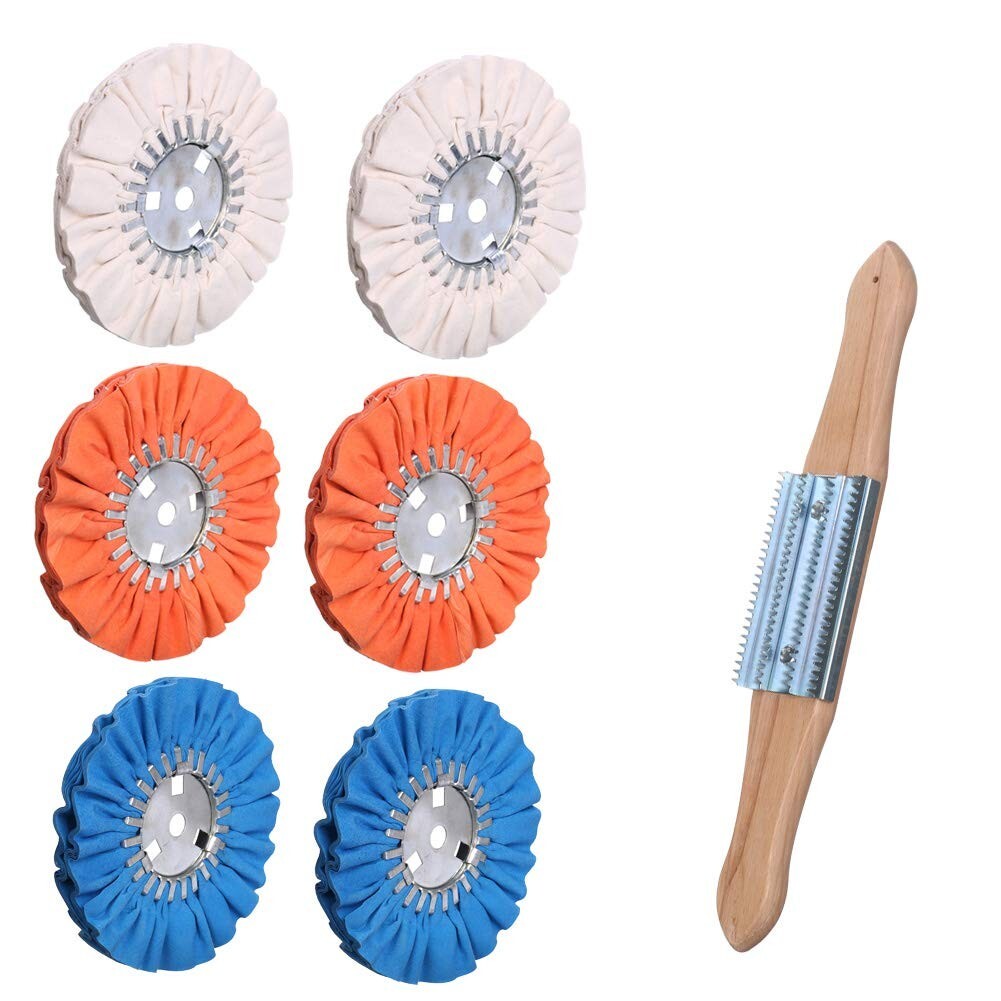 7-Piece Airway Buffing Wheel Kit for Angle Grinder - 8" Diameter Cloth Set