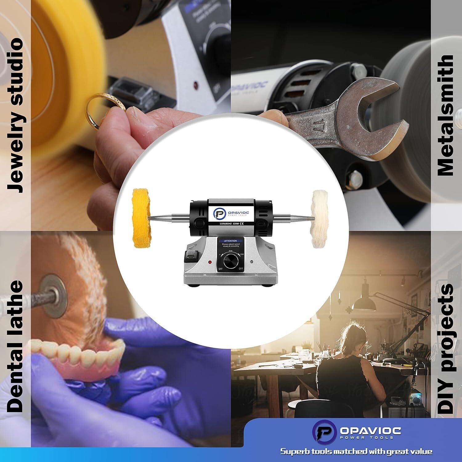 Compact Low-Noise Polishing & Buffing Machine - Ideal for Jewelry and Dental Use