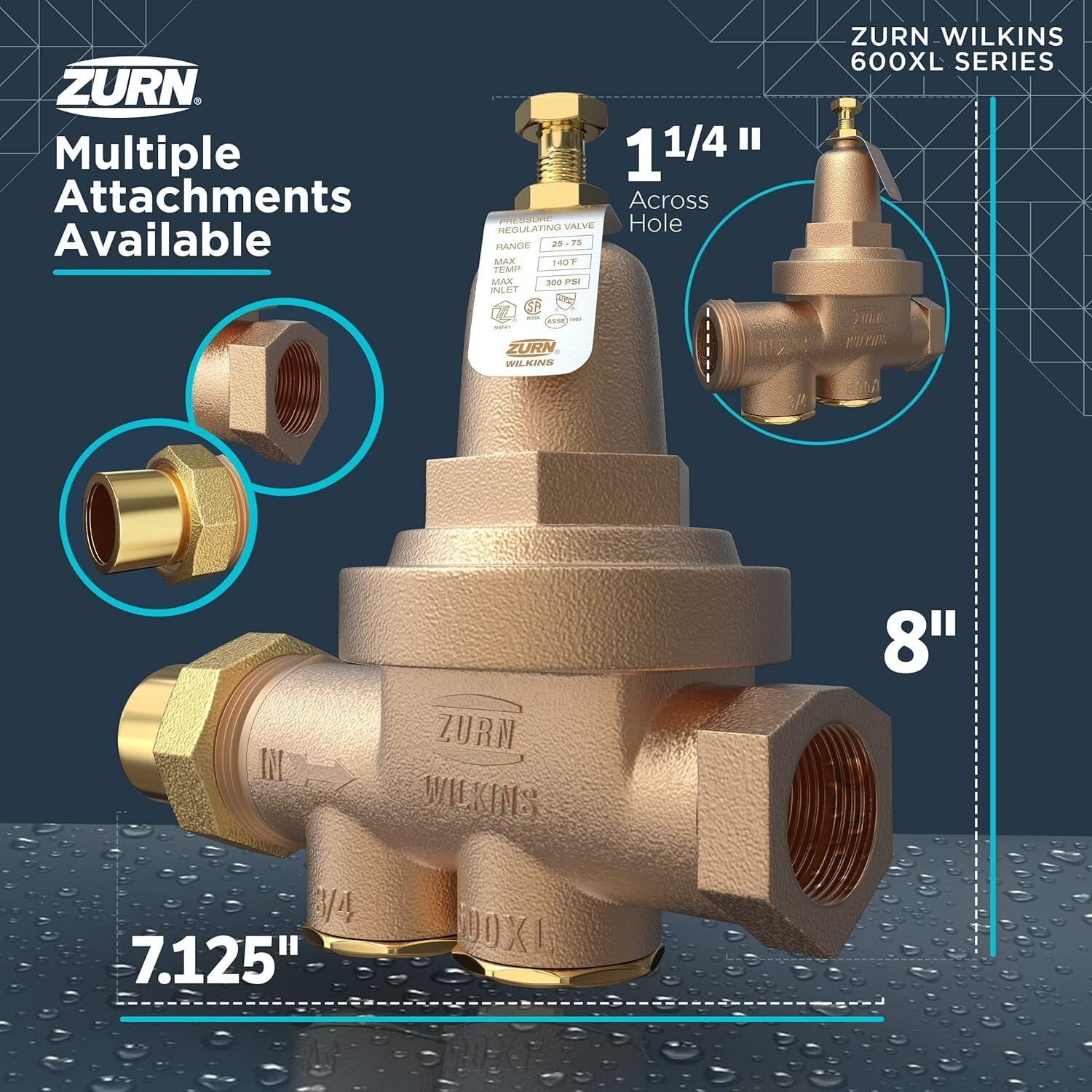 Bronze 1-1/4" 600XL Pressure Reducing Valve - Durable Water Pressure Management