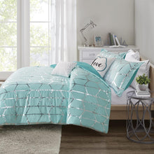Load image into Gallery viewer, Luxurious Aqua Comforter Set, Geometric Design - Full/Queen Size Bedding