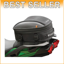 Load image into Gallery viewer, Black Commuter Sport Motorcycle Tail Bag – Waterproof with Reflective Accents