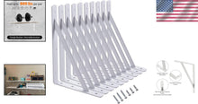 Load image into Gallery viewer, Heavy-Duty 12x8 Shelf Brackets - 600lb Capacity, 10-Pack White Metal Supports
