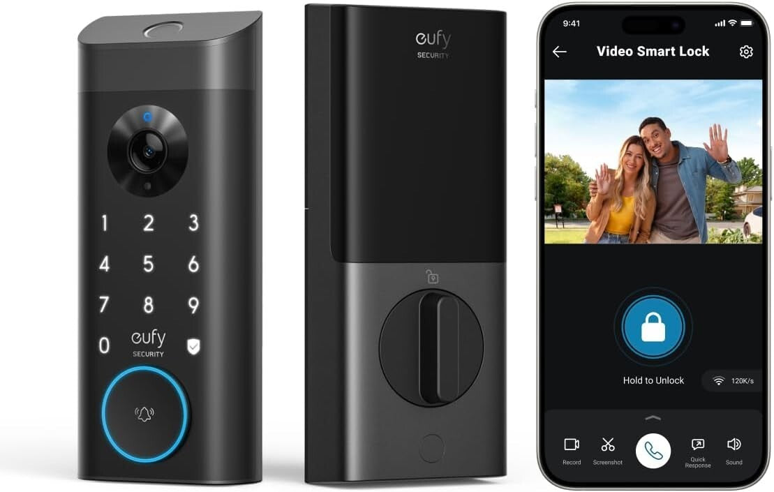 3-in-1 Keyless Entry Eufy Video Smart Lock with Rechargeable Battery Function