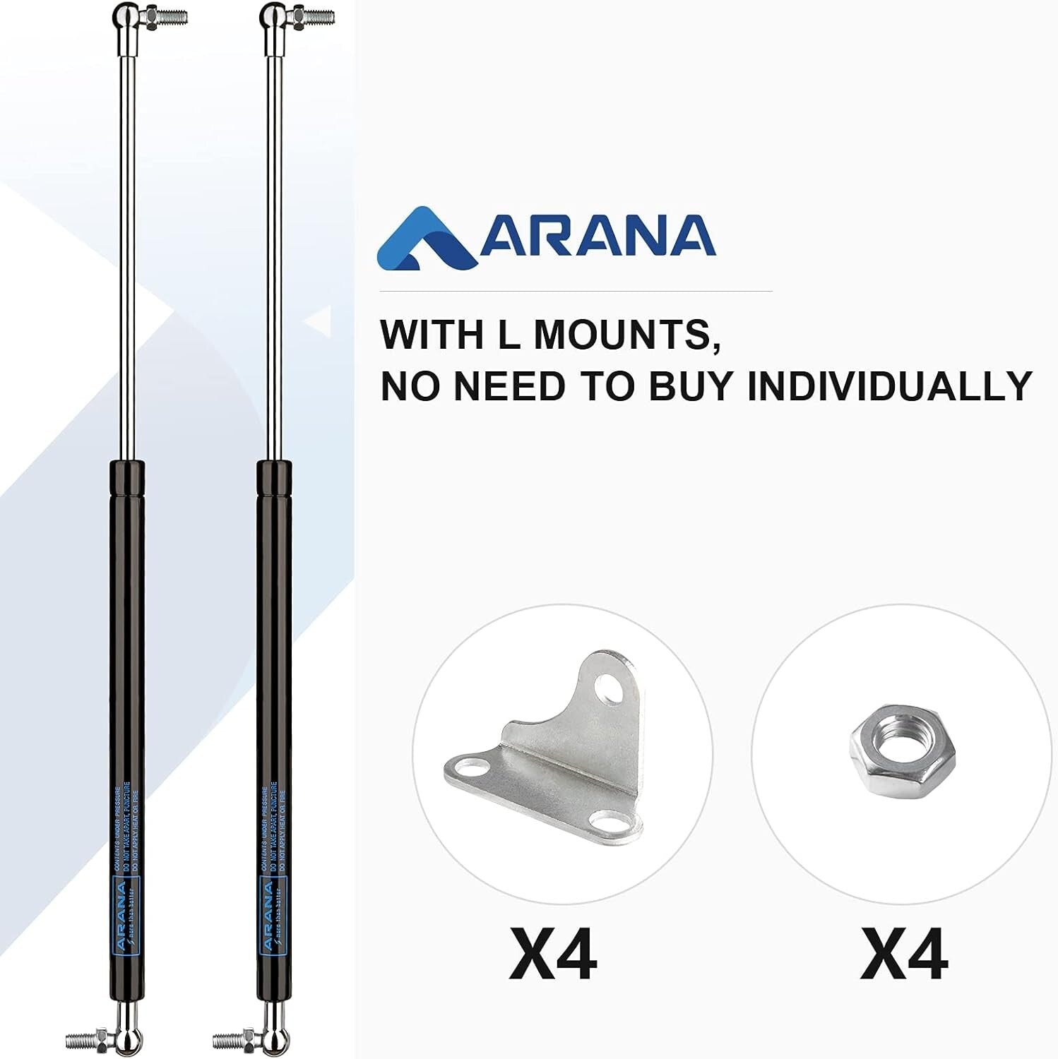 Effortless 150 LB Gas Strut Shock with Brackets for RV & Boat Hatch Installation