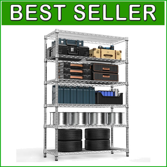 Durable 4080 lbs Wire Shelves - 6-Tier Organizer for Kitchen, Garage & Office