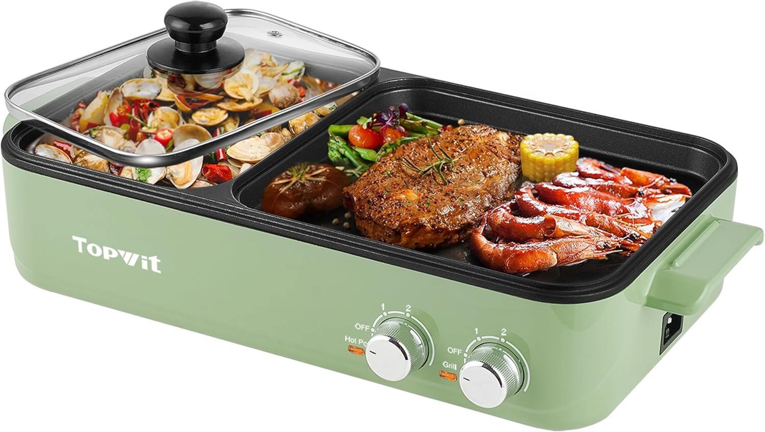 Eco-Friendly 2-in-1 Electric Hot Pot & Grill with Dual Temperature Control