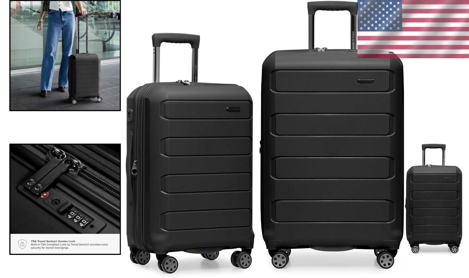 Pagosa Indestructible Hardshell 2-Piece Expandable Luggage Set with USB Ports