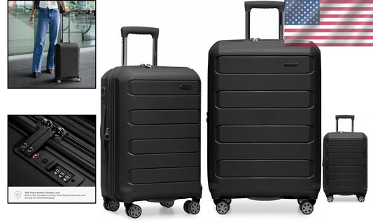 Pagosa Indestructible Hardshell 2-Piece Expandable Luggage Set with USB Ports