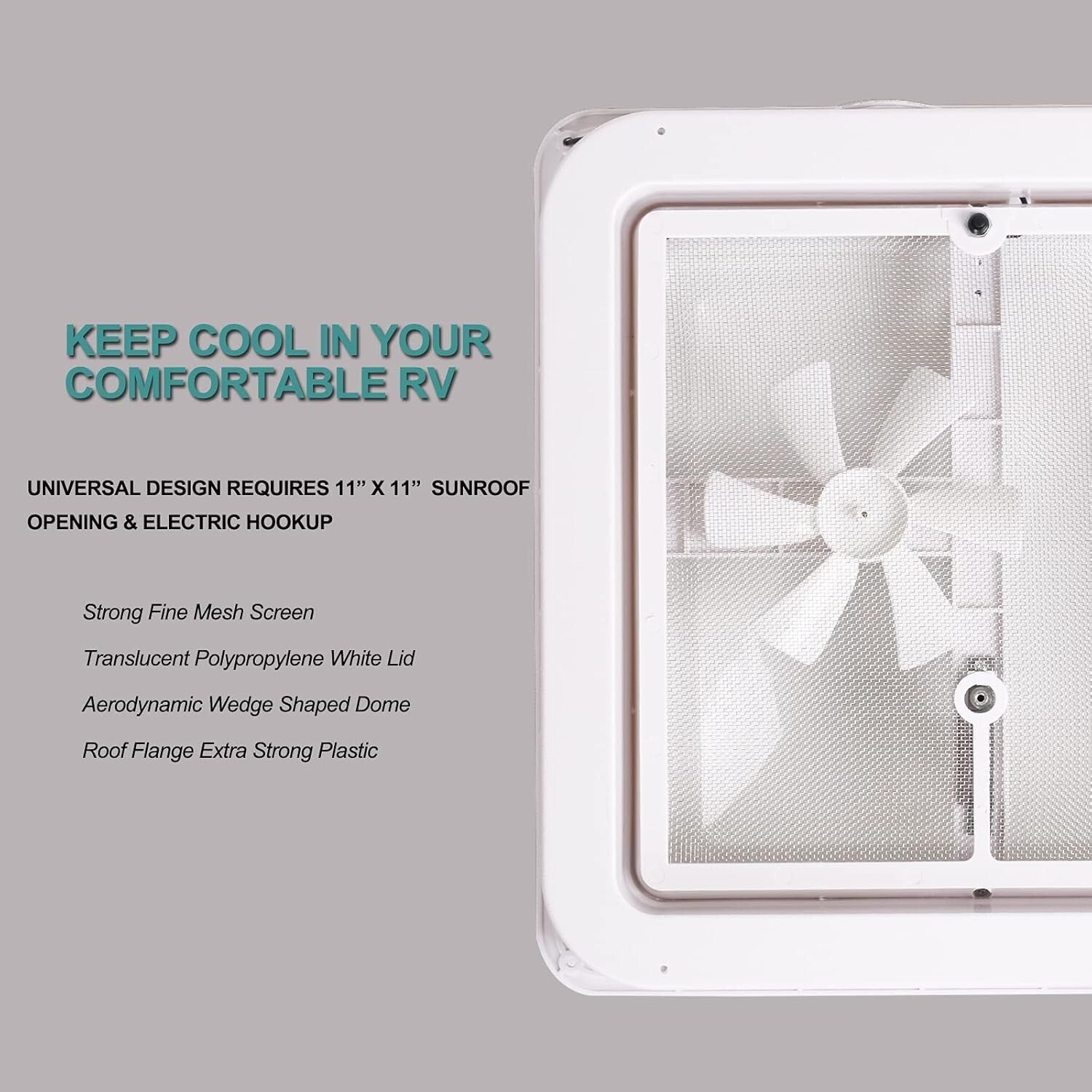 12V Electric RV Roof Vent with 6" Blades - Efficient Airflow & Easy Install