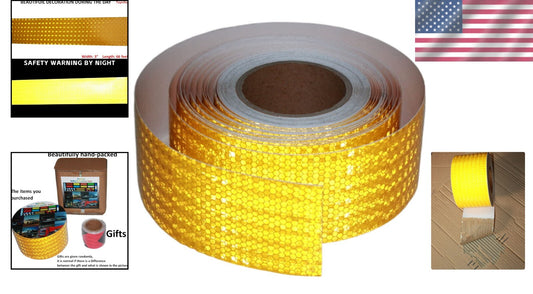 Durable Yellow Reflective Adhesive Tape - 3 Inch x 66 Feet for Versatile Use