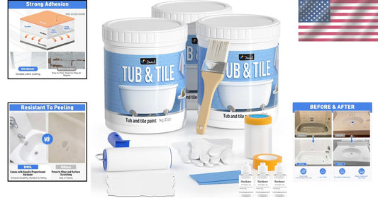 DIY Tile & Bathtub Refinishing Kit - Water-Based & Easy Cleanup - 3 Pack