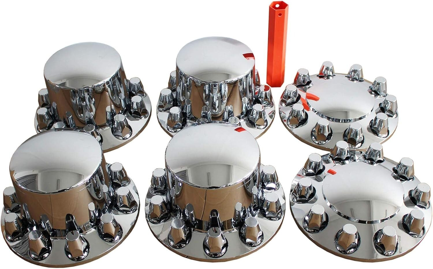 Chrome ABS Complete Axle Cover Set with Hub Caps & Lug Nut Covers for Trucks