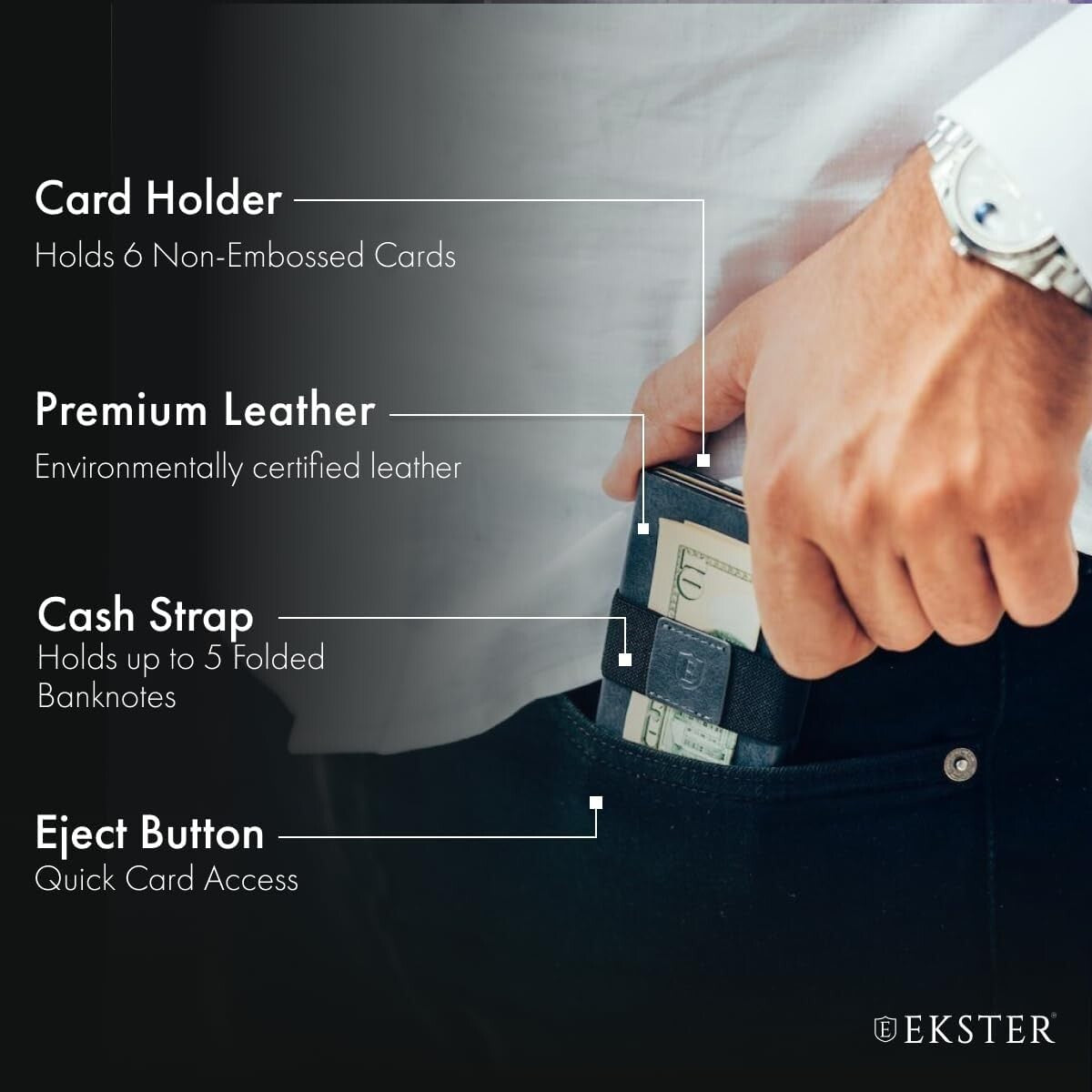 Men's Minimalist Wallet - Durable RFID Cardholder with Quick Access - Steel Blue