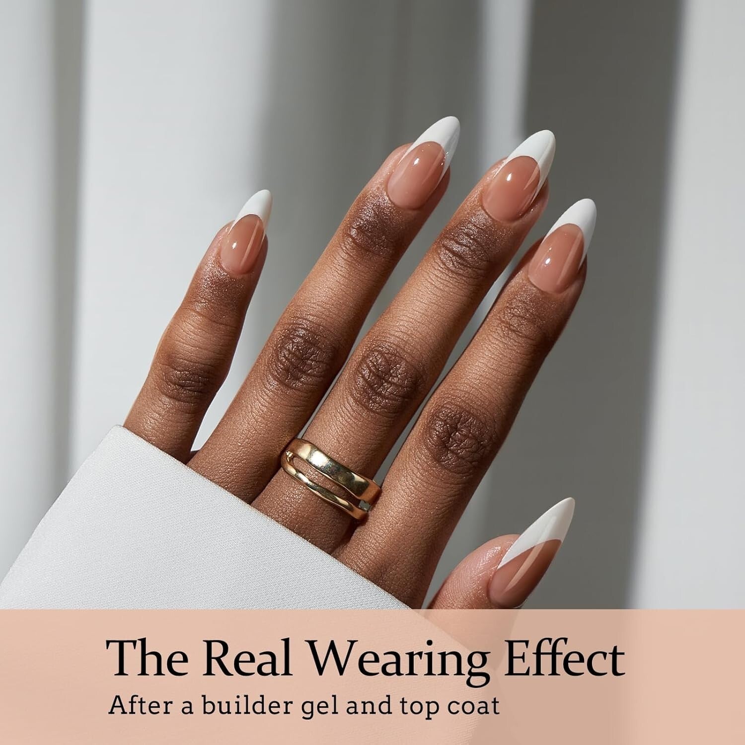 Elegant Brown Almond French Tip Press On Nails Kit - Easy DIY Nail Art