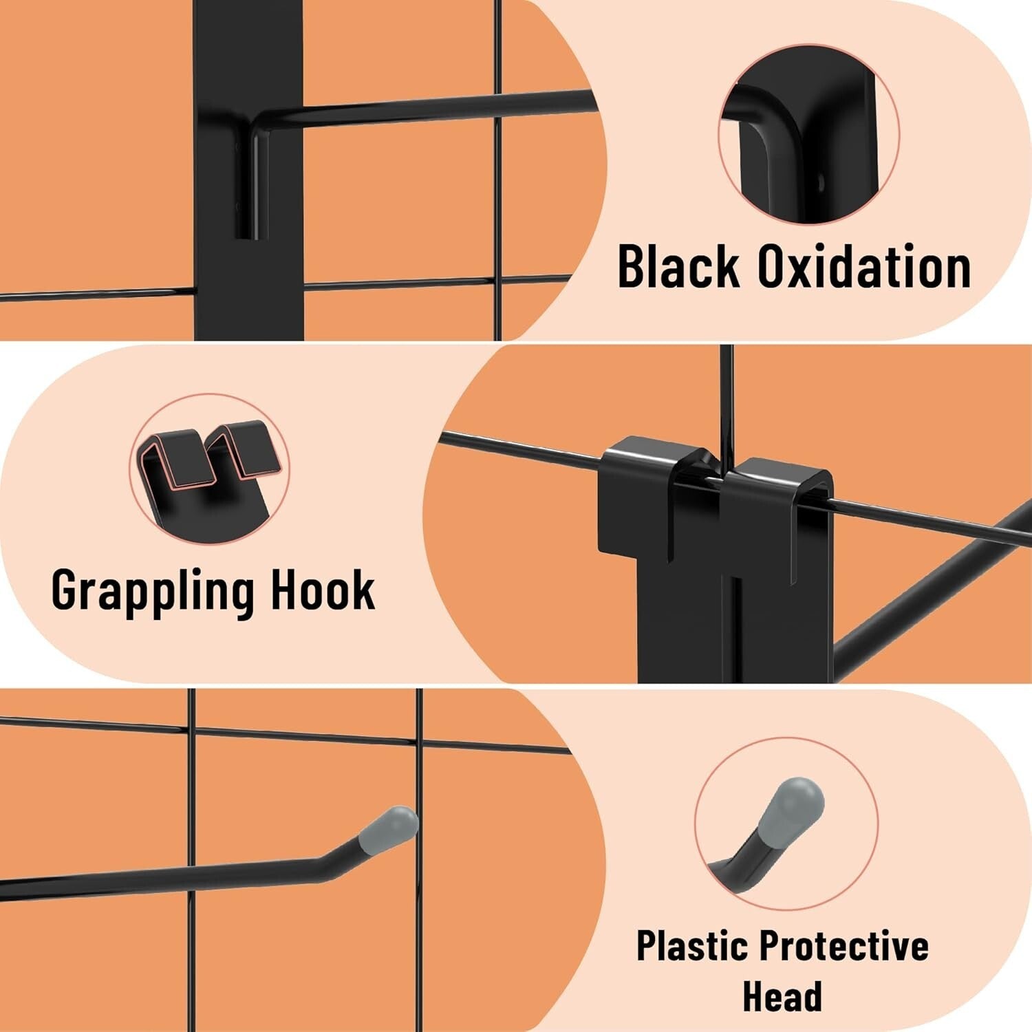 Durable 12-Inch Black Gridwall Hooks - Set of 32 for Smart Organization