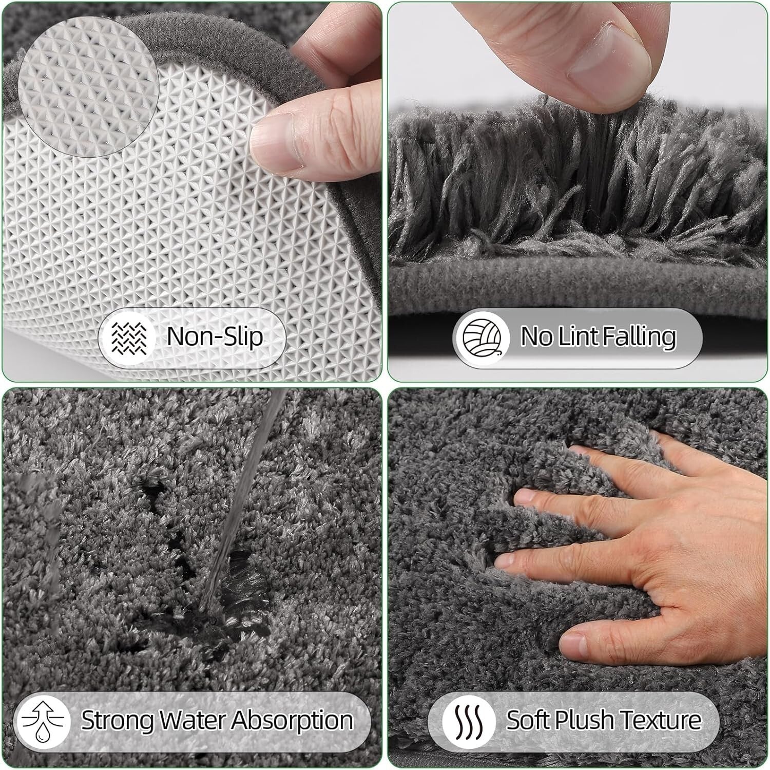 Durable Bathroom Decor 24PCS Set with Shower Curtain + Soft Microfiber Rugs