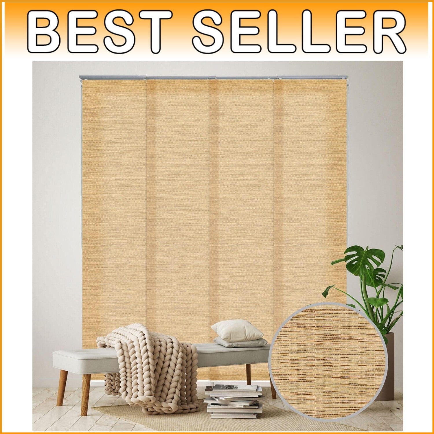 Adjustable Vertical Blinds: Cordless Sliding Door & Room Divider - 45.8" to 86"