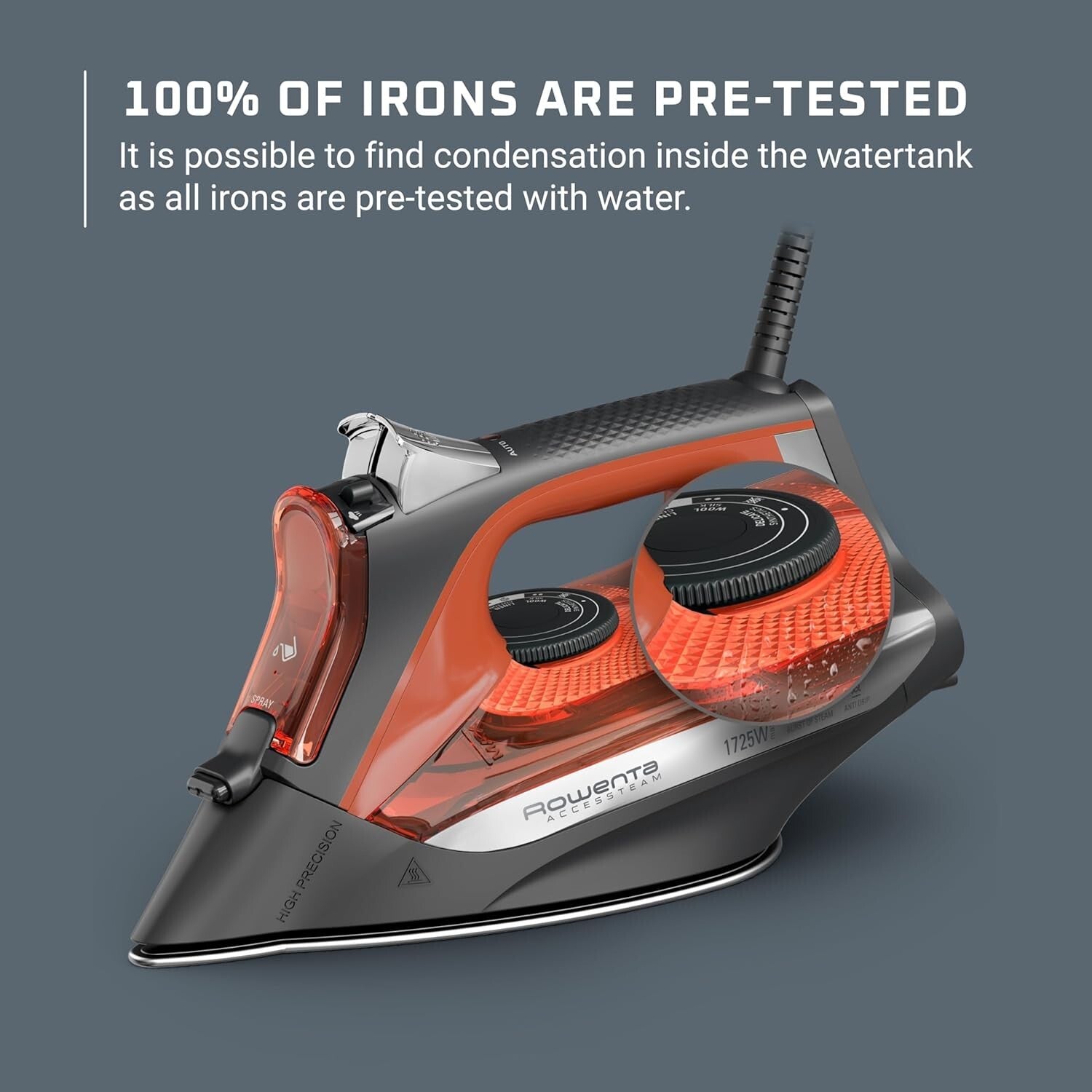 Versatile Stainless Steel Clothes Iron with 300 Microsteam Holes - 1700W Power