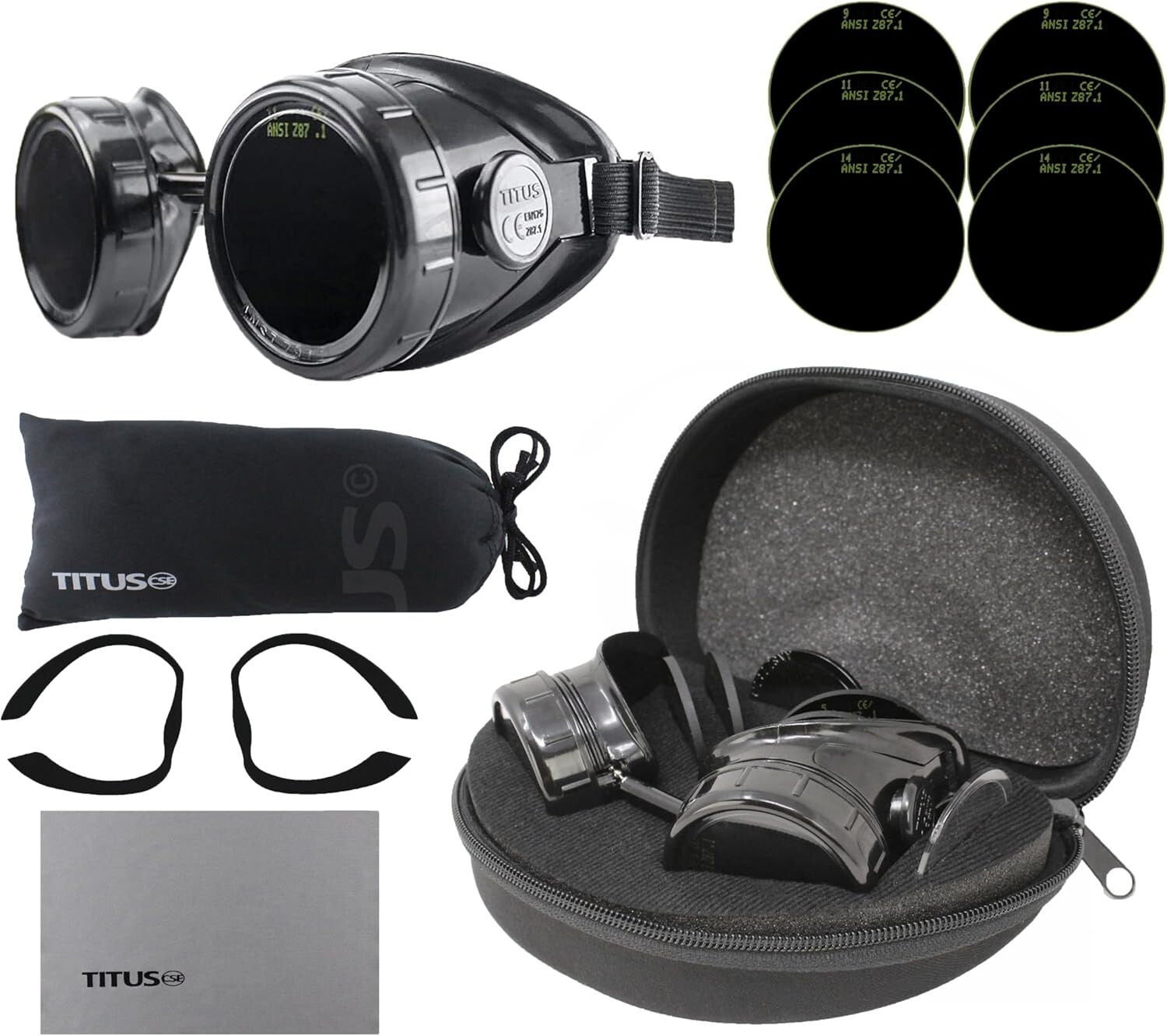 Industrial Quality Adjustable Welding Goggles with UV Protection & Scratch Re...