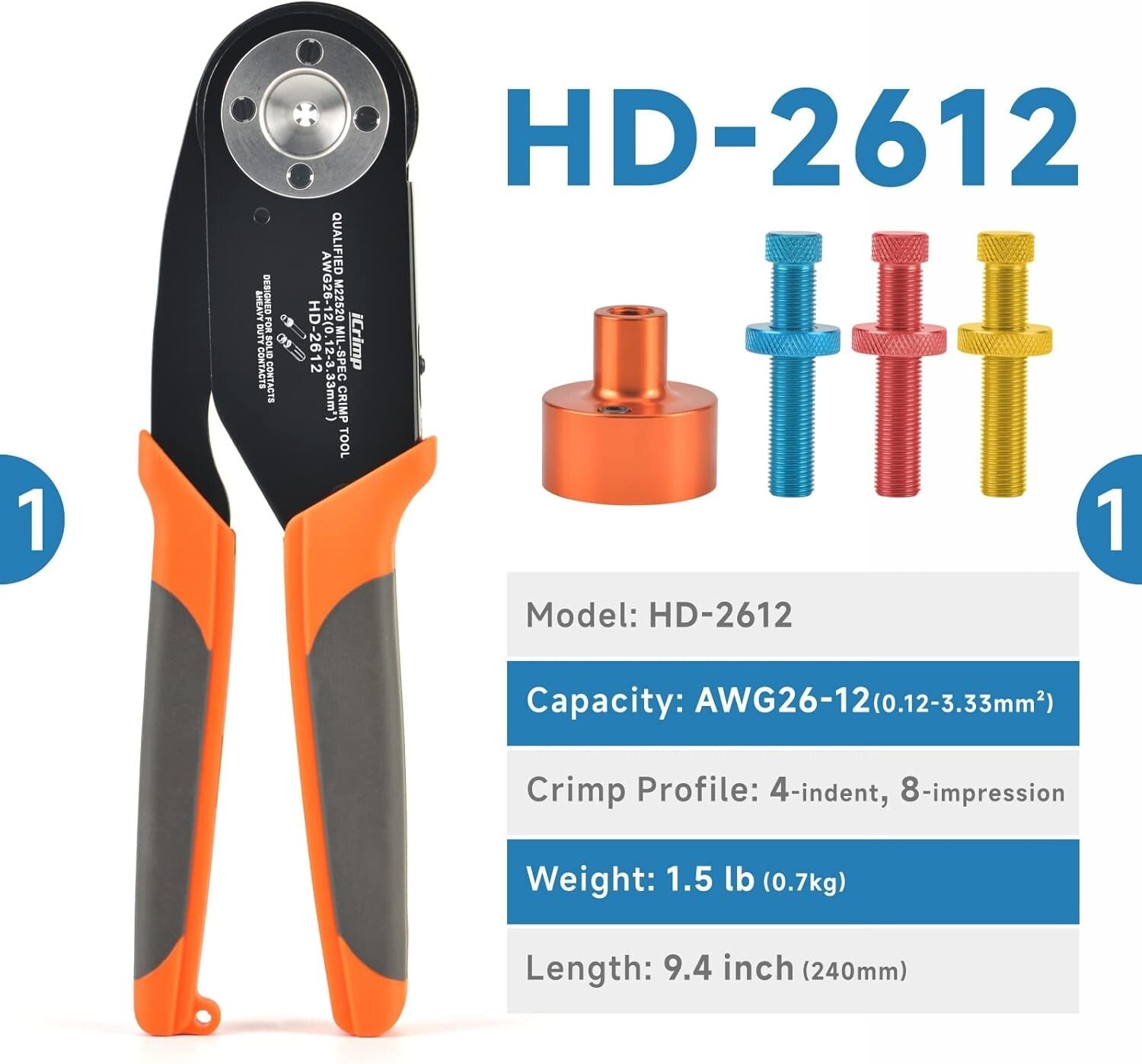 Precision Deutsch Crimping Tool for 12, 16, 20 AWG Contacts – Ergonomic Design