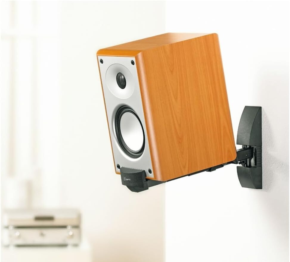 Secure Speaker Wall Mount - Swivel & Tilt Bracket for Bookshelf Speakers, 44 lbs