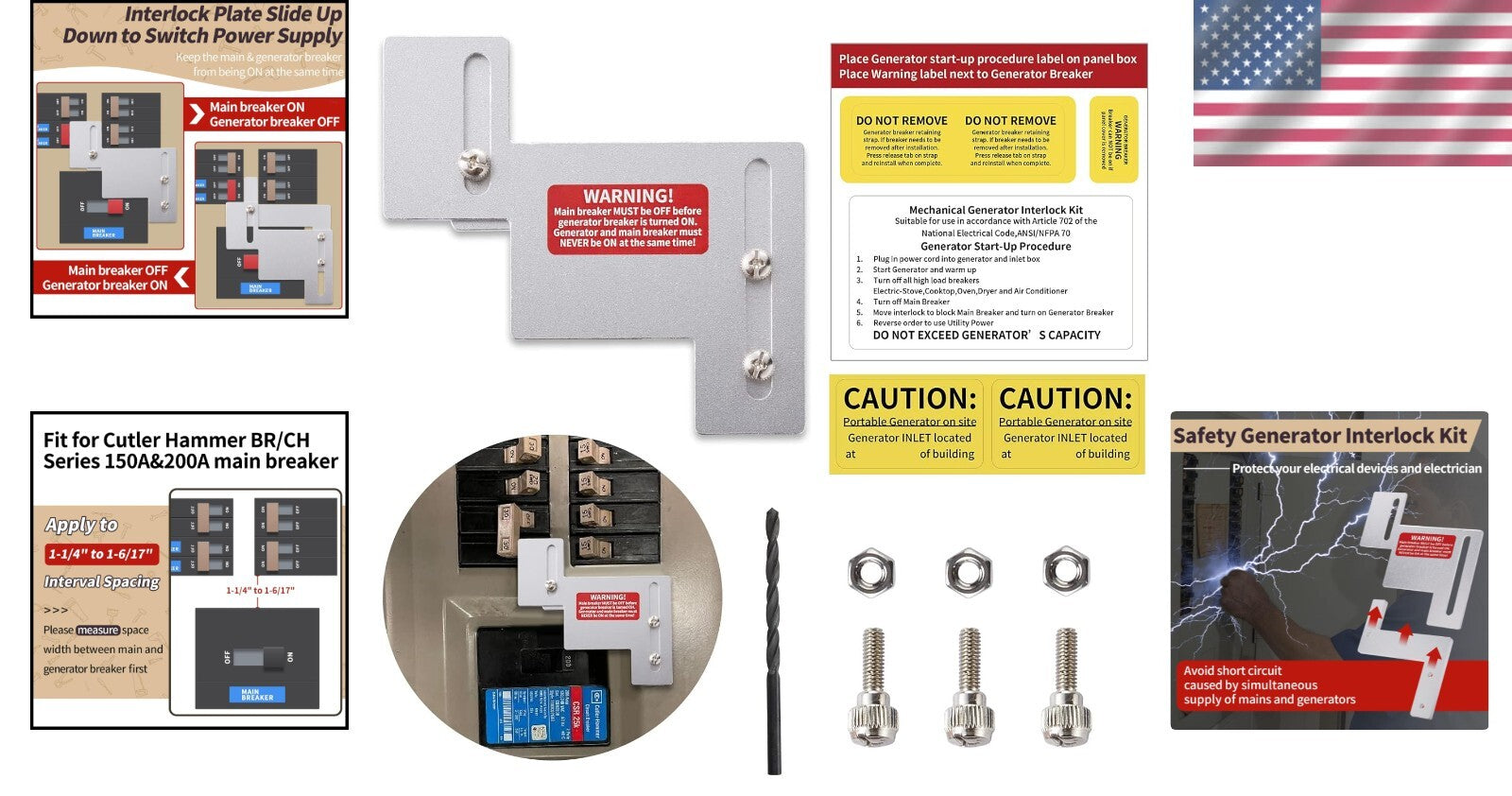 Eaton Cutler Hammer 200 Amp Generator Interlock Kit with Durable Aluminum Plates