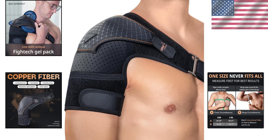 Copper-Infused Shoulder Brace for Torn Rotator Cuff - Pain Relief, Large/X-Large