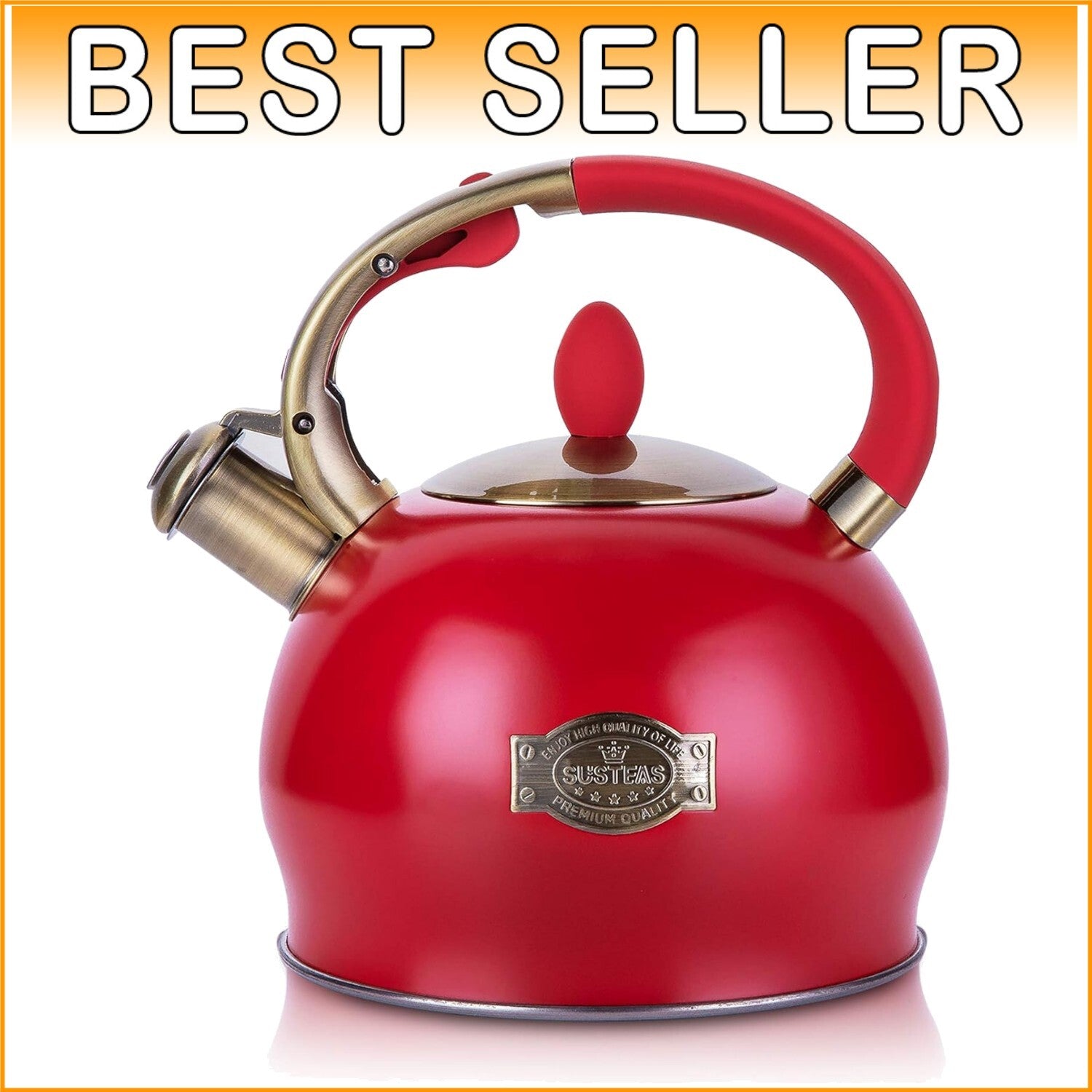 Elegant 2.64 Quart Stainless Steel Whistling Tea Kettle with Heat-Resistant Mitt