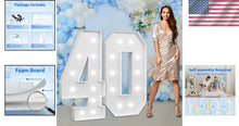 Load image into Gallery viewer, Stunning 4ft Foam Board Number 40 with Lights for Adult Birthday Events