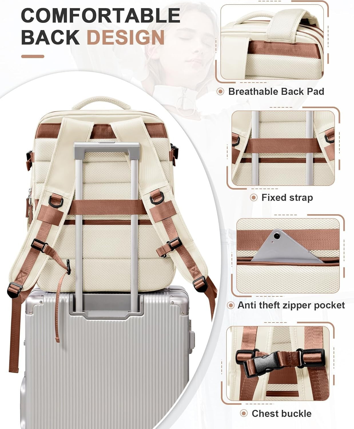 Multi-Functional 40L Backpack for Travel - Laptop Holder & Shoe Compartment