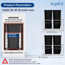 Load image into Gallery viewer, Heavy-Duty Dual Pull-Out Trash Can Kit with Soft-Close for Kitchen Organization