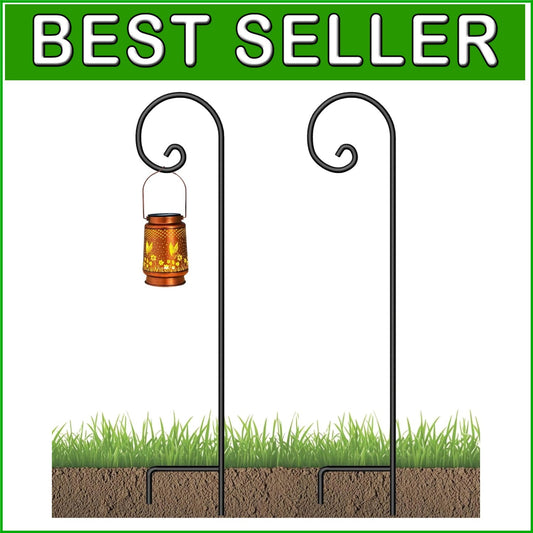 Elegant Black Heavy Duty Shepherd Hooks - 65 Inch Perfect for Outdoor Decor