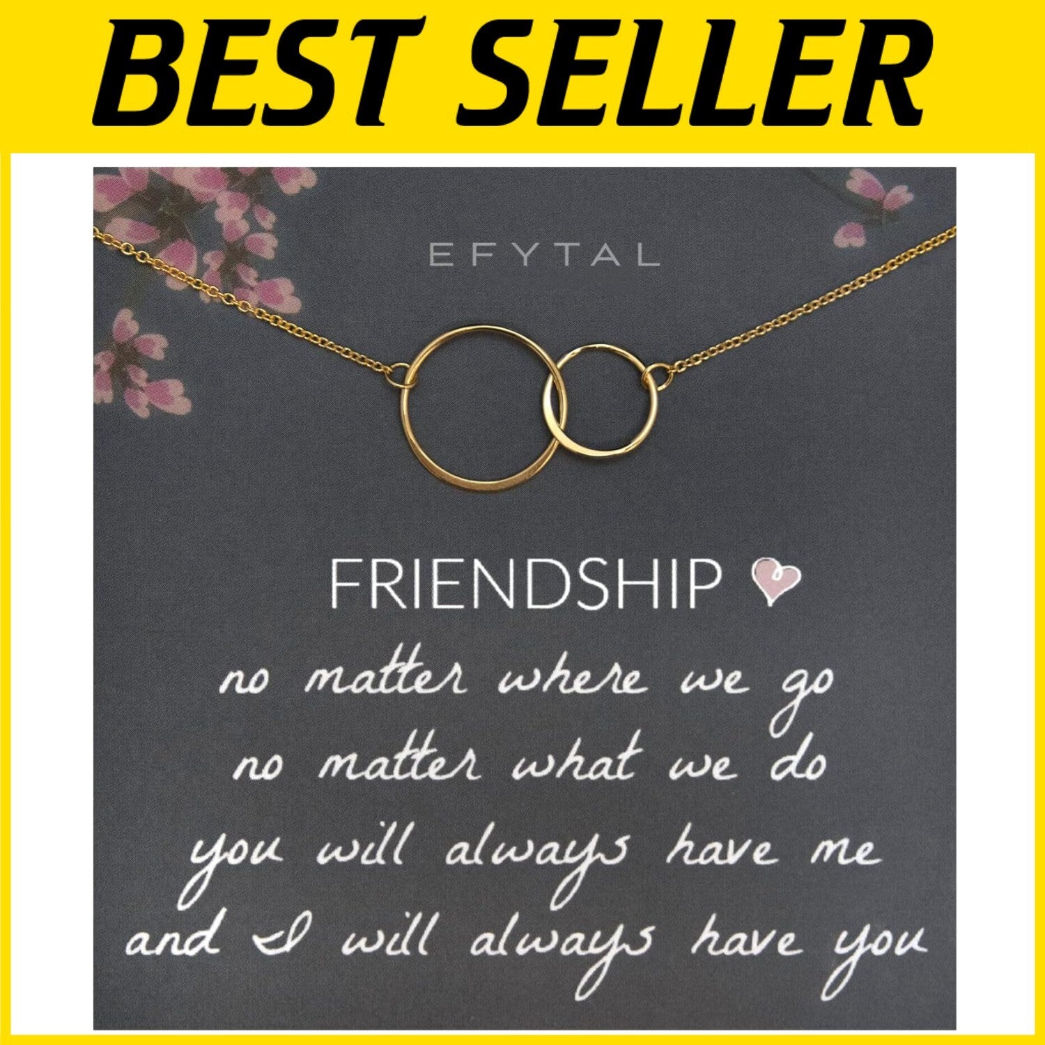 Elegant 2 Circle Friendship Necklace - Sterling Silver & Gold Plated Options