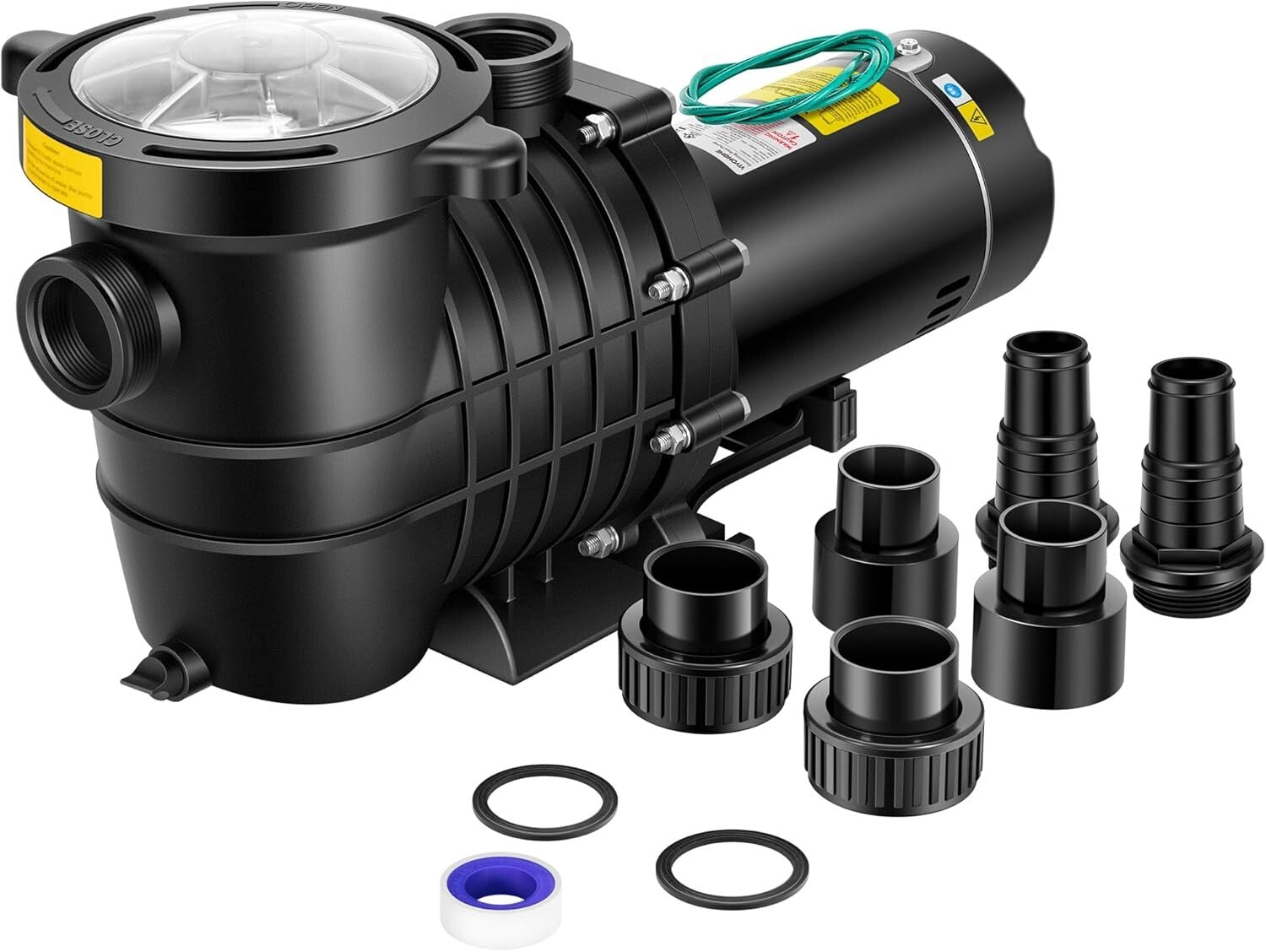 Reliable 2.0HP Stainless Steel Pool Pump with 3 Connector Options, Self-Priming