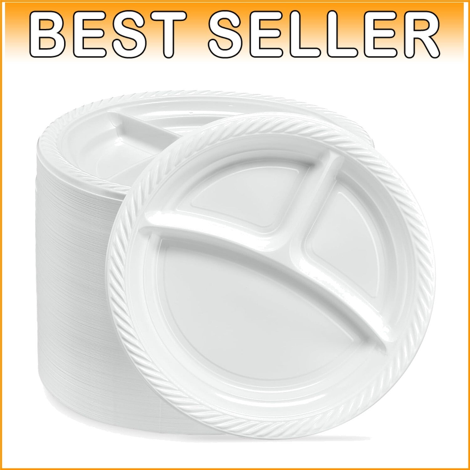 Lightweight 9'' Three-Section Plates - 400 Count Disposable for Catering